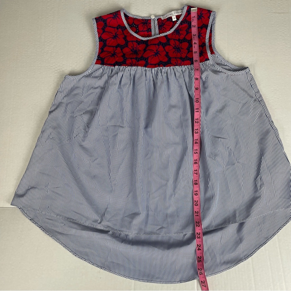 English Factory Blouse Blue White Pinstripe Poppy Lace Embroidered Size Small - Picture 12 of 12